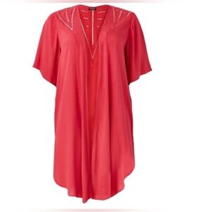 NWT Torrid Red Crinkle Gauze Knit Kimono